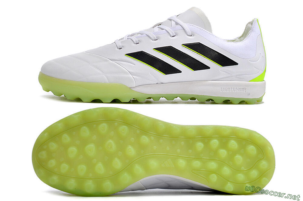 Men's Adidas Copa Pure.3 TF Football Shoes - White/Black/Green 1