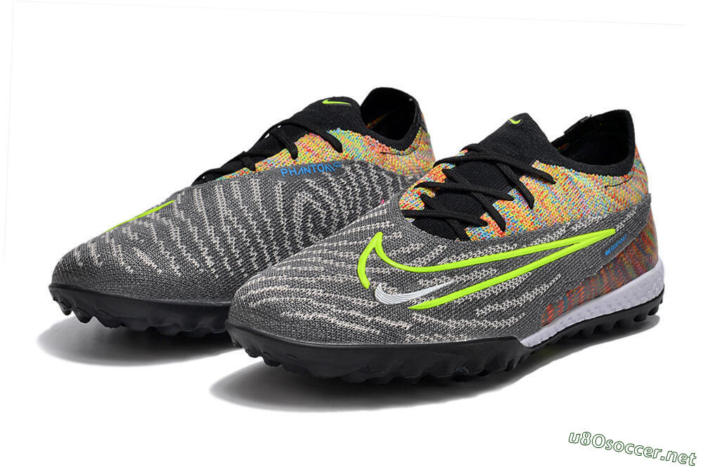 Unisex Nike Phantom GX Elite TF Football Shoes - Grey/Green/Rainbow 9