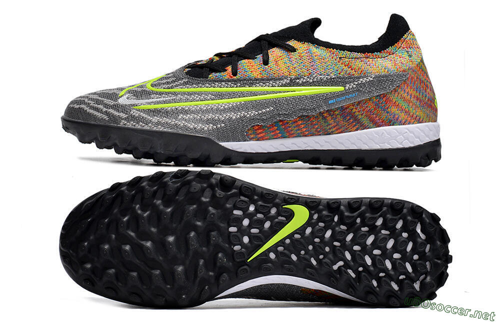 Unisex Nike Phantom GX Elite TF Football Shoes - Grey/Green/Rainbow 1