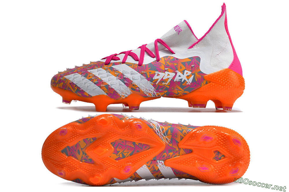 Men's Adidas Predator Freak.1 FG Football Boots - White/Pink/Orange 1