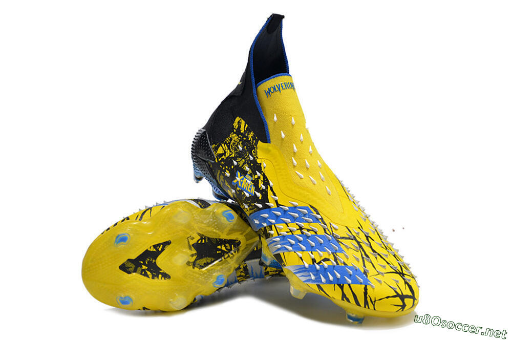 Men's Adidas Predator Freak+ FG Football Boots - Yellow/Blue/Black 3