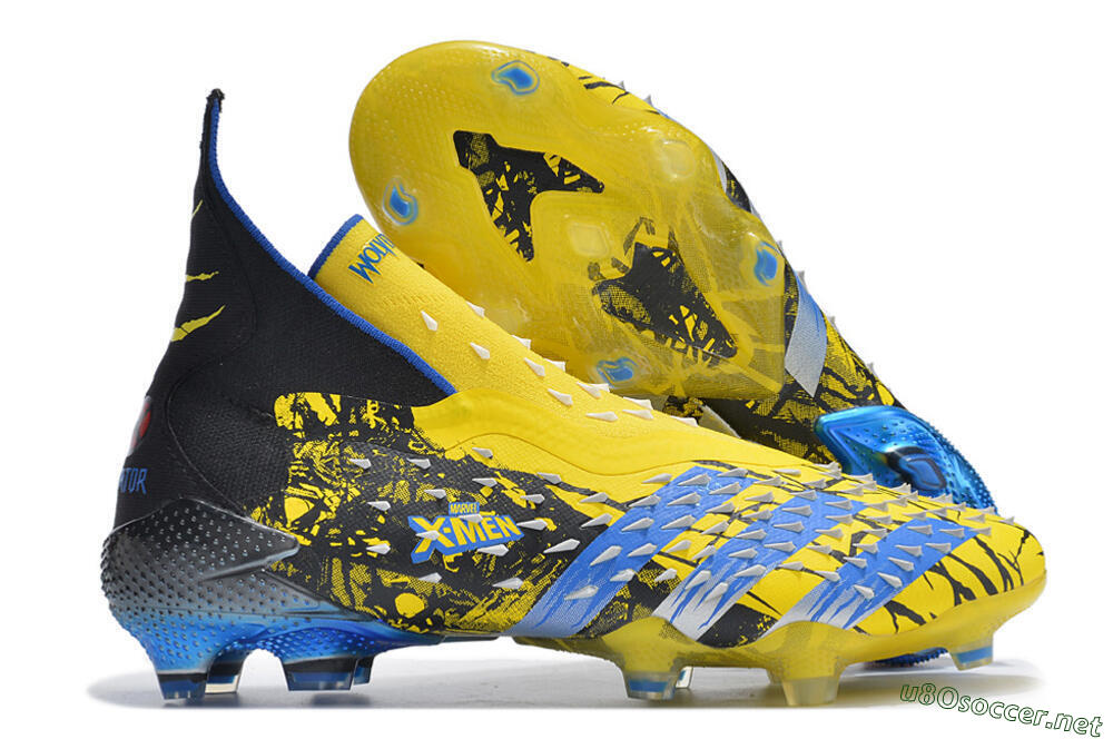 Men's Adidas Predator Freak+ FG Football Boots - Yellow/Blue/Black 2