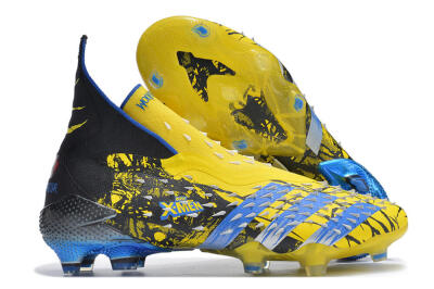 Men's Adidas Predator Freak+ FG Football Boots - Yellow/Blue/Black