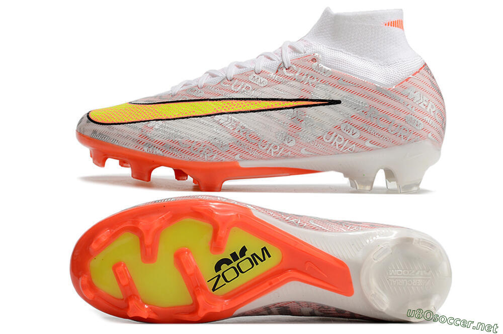 Unisex Nike Air Zoom Mercurial Superfly 9 Elite FG Football Boots - White/Orange/Sliver 1