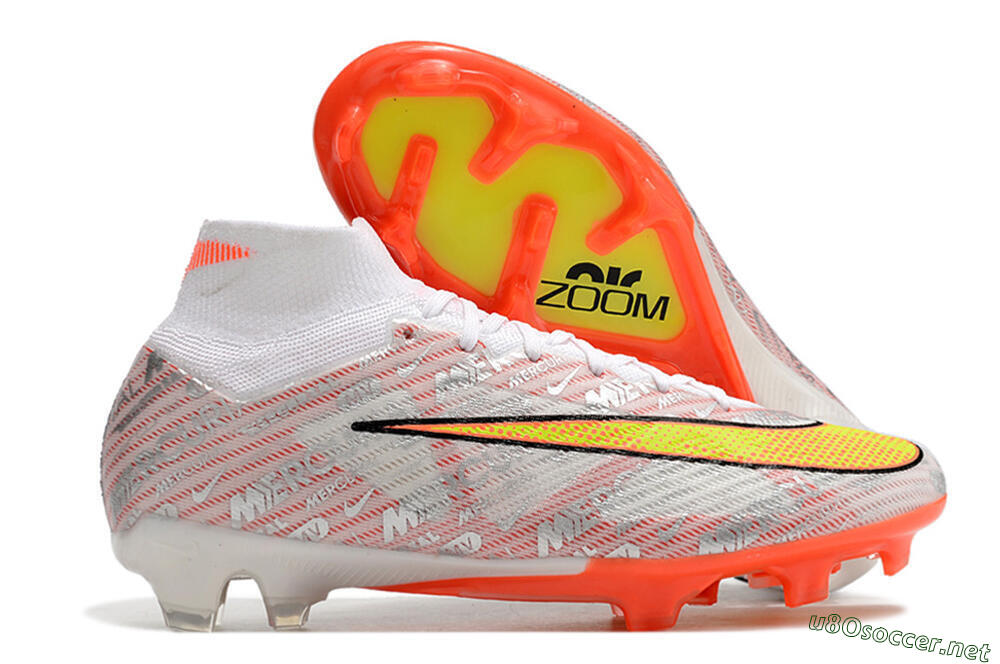 Unisex Nike Air Zoom Mercurial Superfly 9 Elite FG Football Boots - White/Orange/Sliver 2