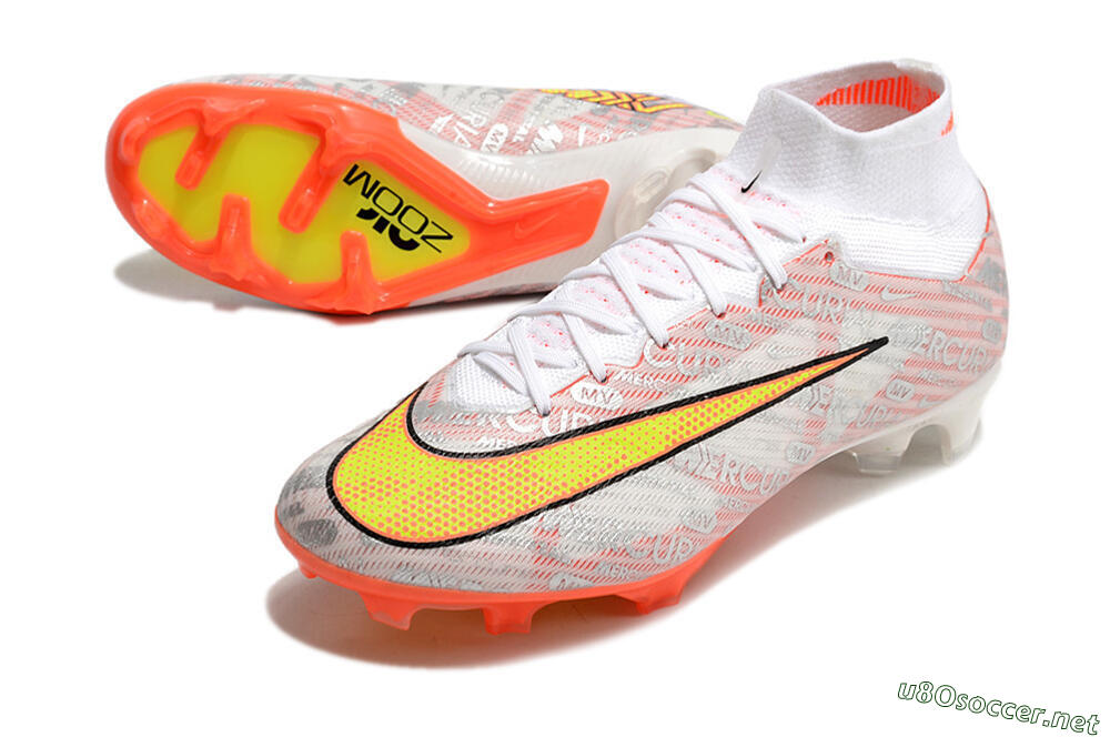 Unisex Nike Air Zoom Mercurial Superfly 9 Elite FG Football Boots - White/Orange/Sliver 3