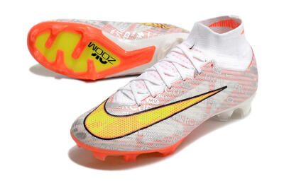 Unisex Nike Air Zoom Mercurial Superfly 9 Elite FG Football Boots - White/Orange/Sliver