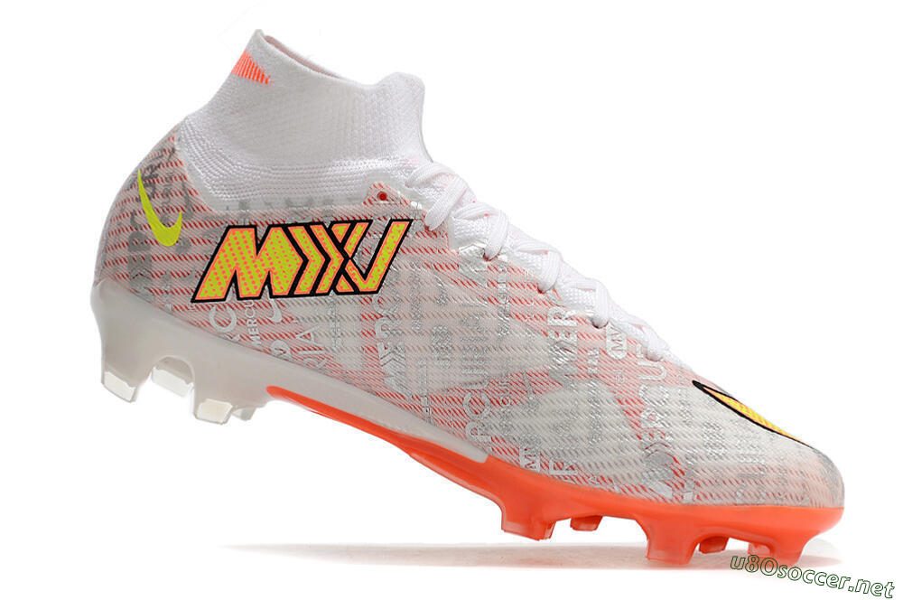 Unisex Nike Air Zoom Mercurial Superfly 9 Elite FG Football Boots - White/Orange/Sliver 4