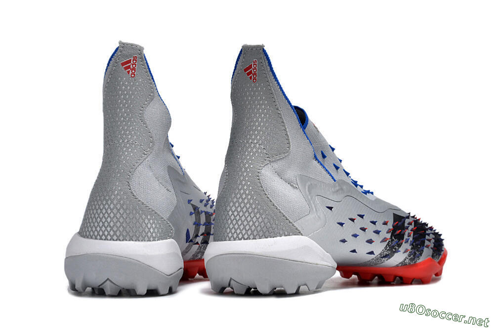 Unisex Adidas Predator Freak+ TF Football Shoes - Silver/Blue/Red 6
