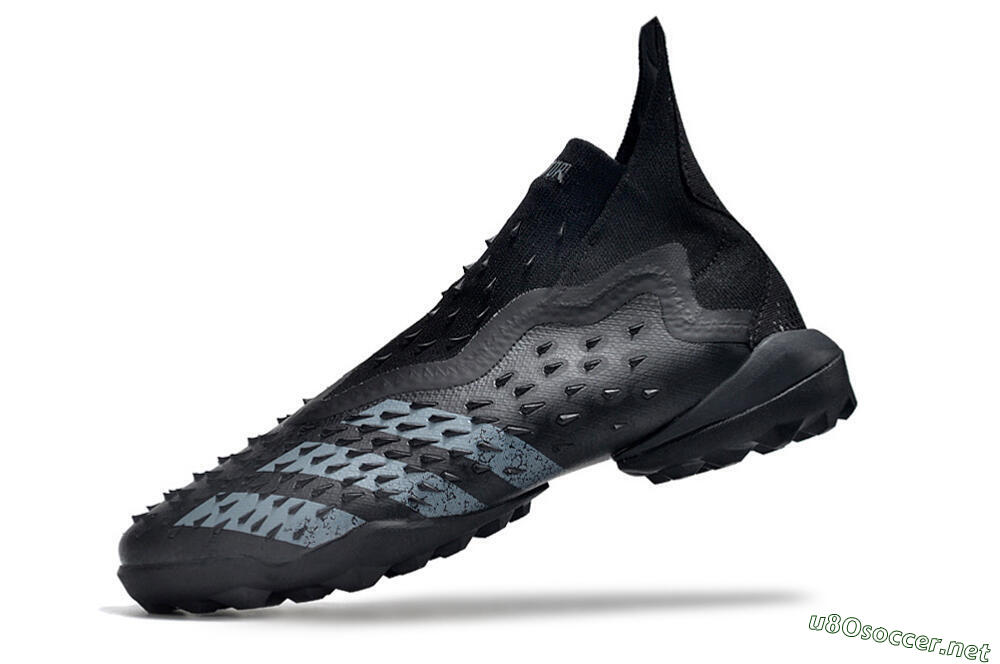 Unisex Adidas Predator Freak+ TF Football Shoes - Black/Silver 5