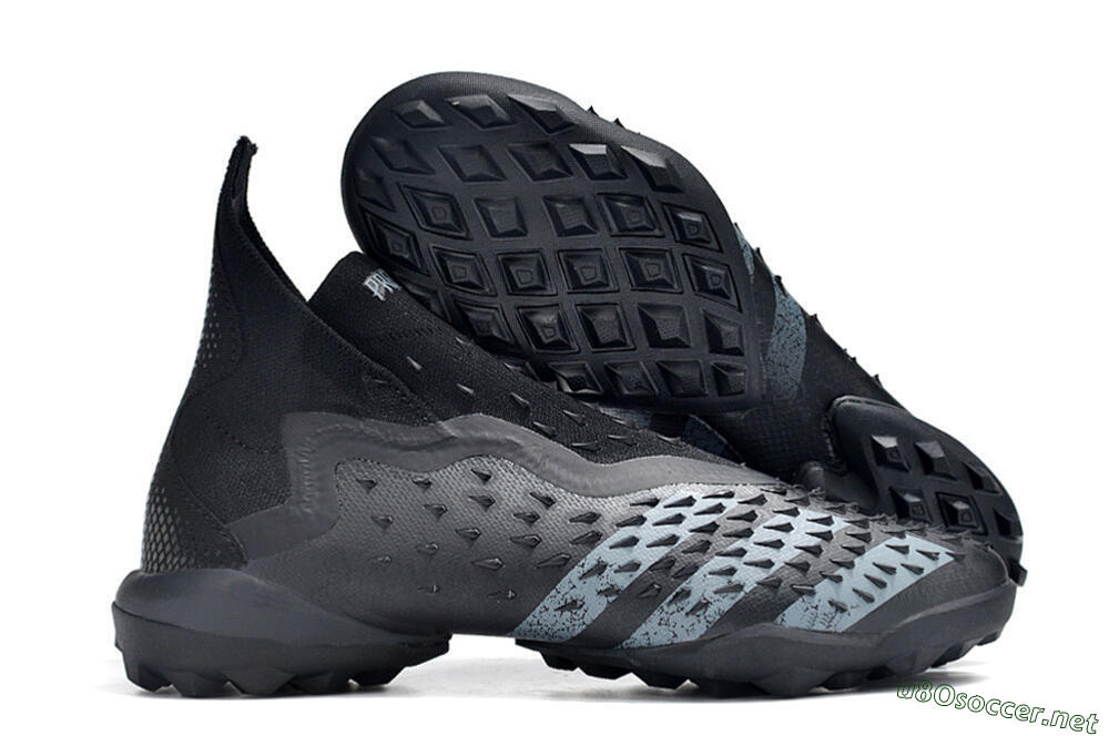 Unisex Adidas Predator Freak+ TF Football Shoes - Black/Silver 2