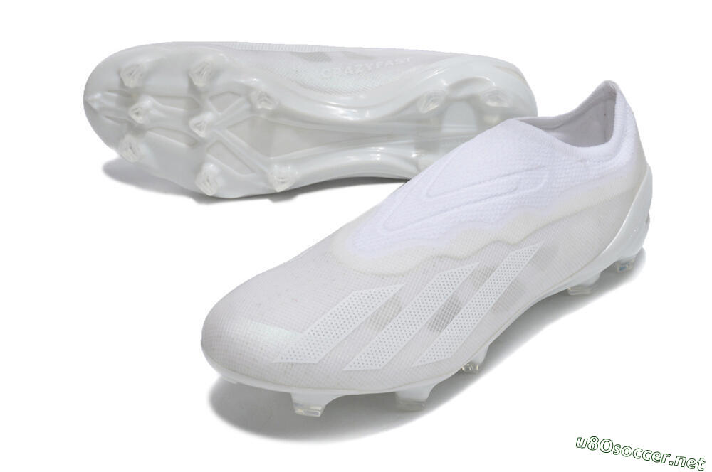 Men's Adidas X Crazyfast+ LL FG Football Boots - White/White/White 3