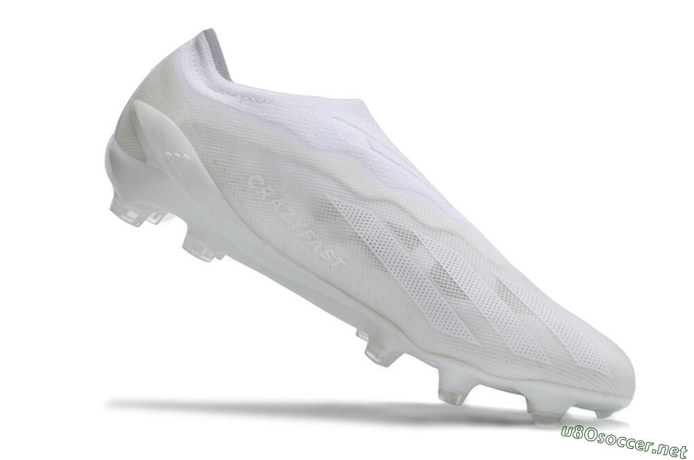 Men's Adidas X Crazyfast+ LL FG Football Boots - White/White/White 4