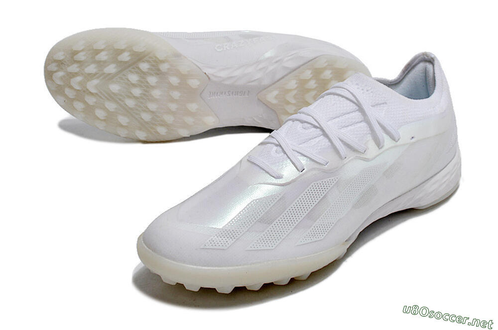 Men's Adidas X Crazyfast.1 TF Football Shoes - White/Silver 3