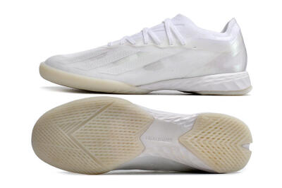 Men's Adidas X Crazyfast.1 IC Football Shoes - White/Silver