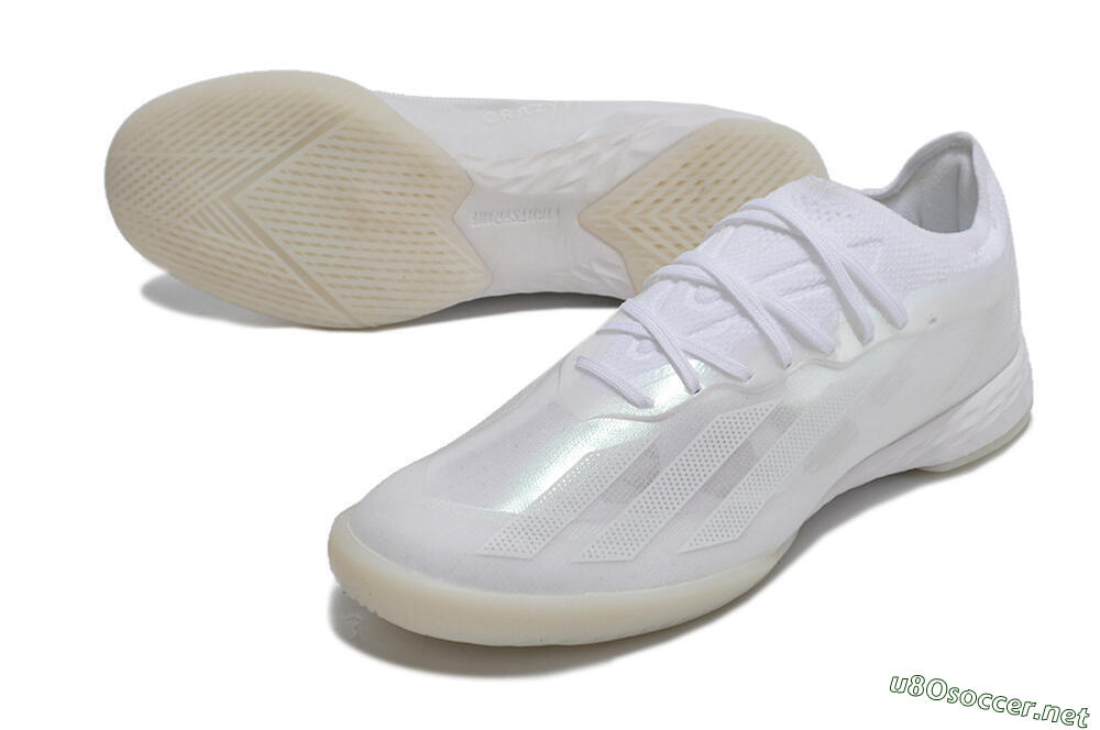 Men's Adidas X Crazyfast.1 IC Football Shoes - White/Silver 3