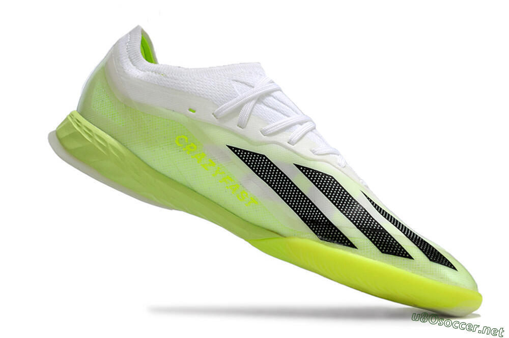 Men's Adidas X Crazyfast.1 IC Football Shoes - Green/White/Black 4