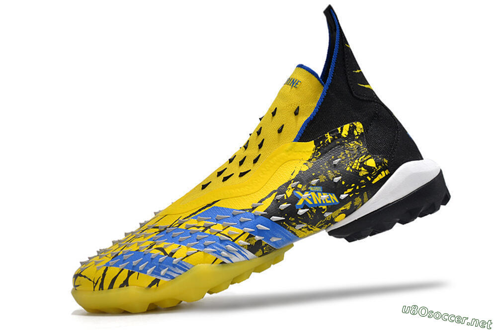 Unisex Adidas Predator Freak.1 TF Football Shoes - Yellow/Black/Blue 5