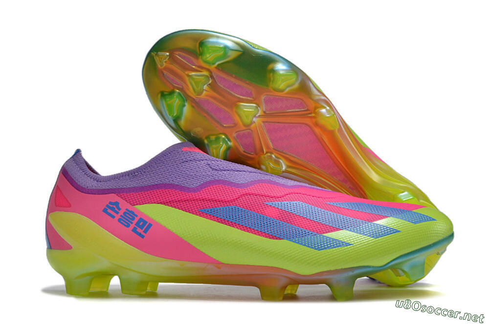 Men's Adidas X Crazyfast+ FG Football Boots - Purple/Pink/Green/Blue 2