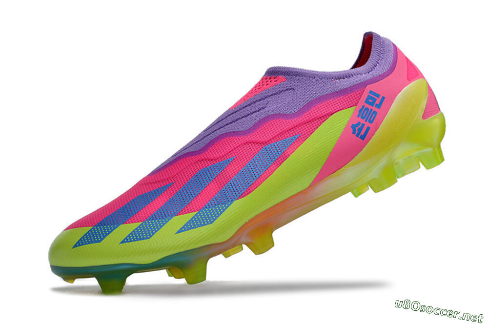 Men's Adidas X Crazyfast+ FG Football Boots - Purple/Pink/Green/Blue 5
