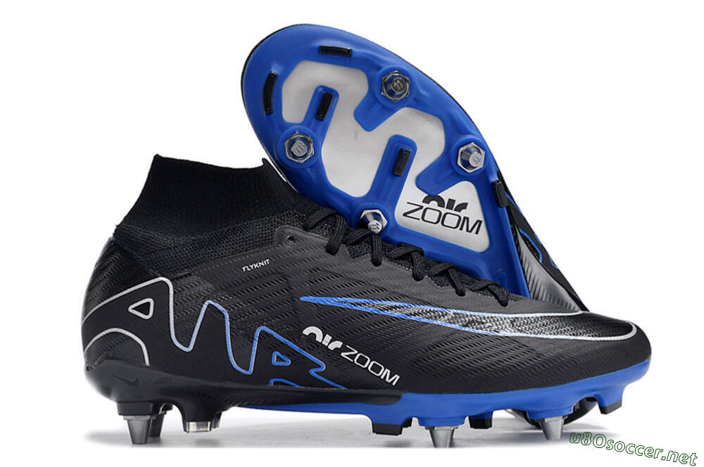 Men's Nike Air Zoom Mercurial Superfly 9 Elite SG Football Boots - Black/Blue/White 2