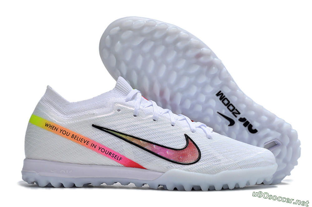 Men's Nike Air Zoom Mercurial Vapor 15 Elite TF Football Shoes - White/Black/Pink 2
