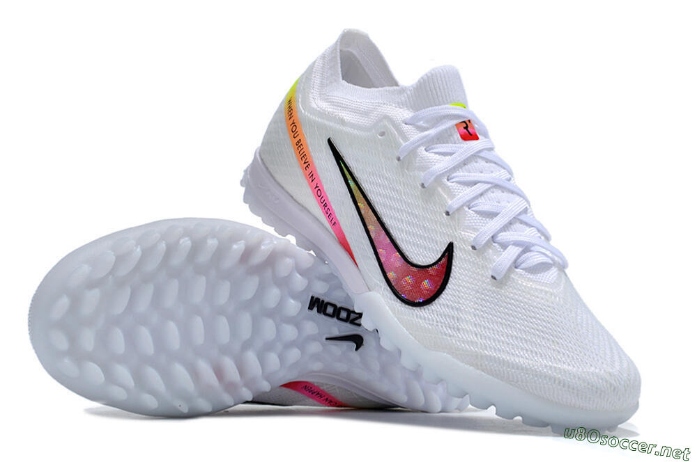 Men's Nike Air Zoom Mercurial Vapor 15 Elite TF Football Shoes - White/Black/Pink 1