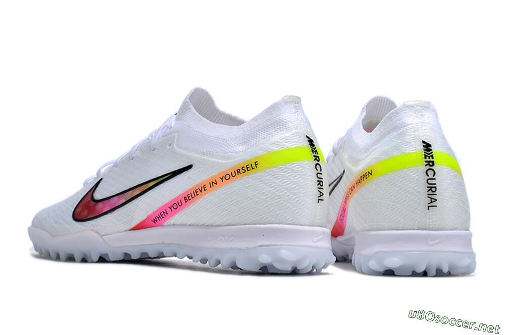 Men's Nike Air Zoom Mercurial Vapor 15 Elite TF Football Shoes - White/Black/Pink 4