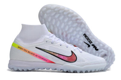 Men's Nike Air Zoom Mercurial Superfly 9 Elite TF Football Shoes - White/Black/Pink