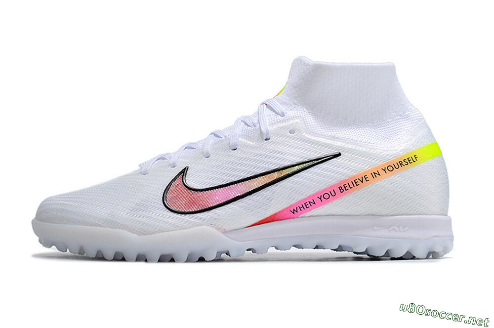 Men's Nike Air Zoom Mercurial Superfly 9 Elite TF Football Shoes - White/Black/Pink 0