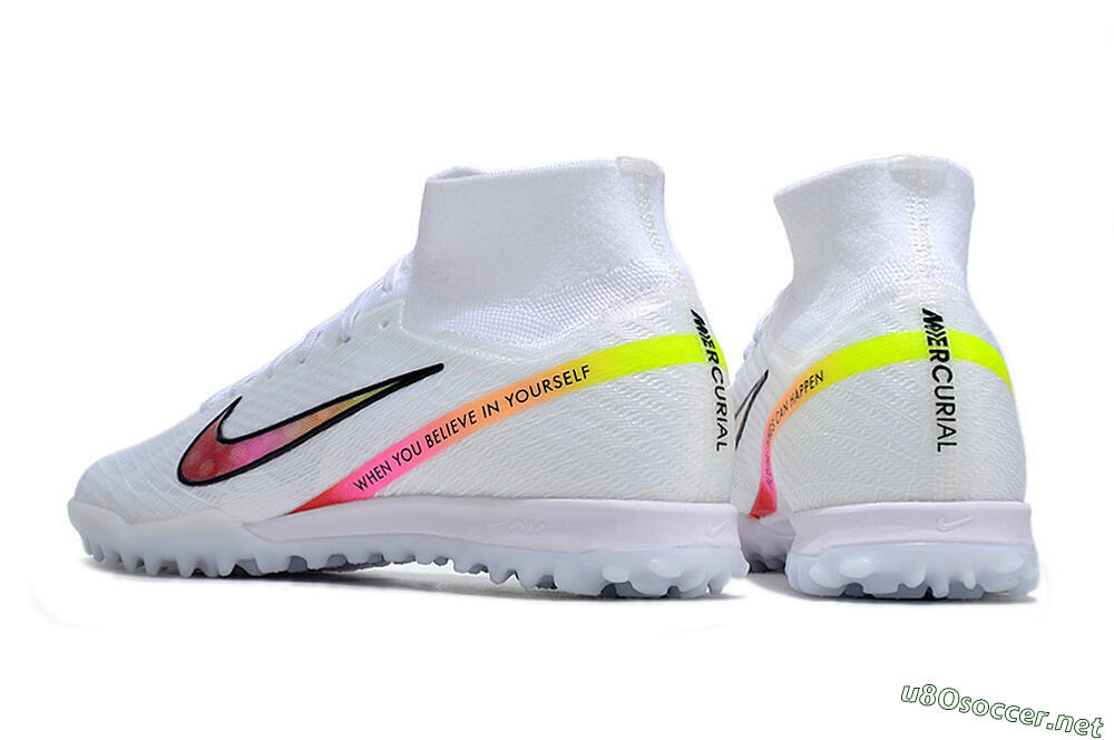 Men's Nike Air Zoom Mercurial Superfly 9 Elite TF Football Shoes - White/Black/Pink 4