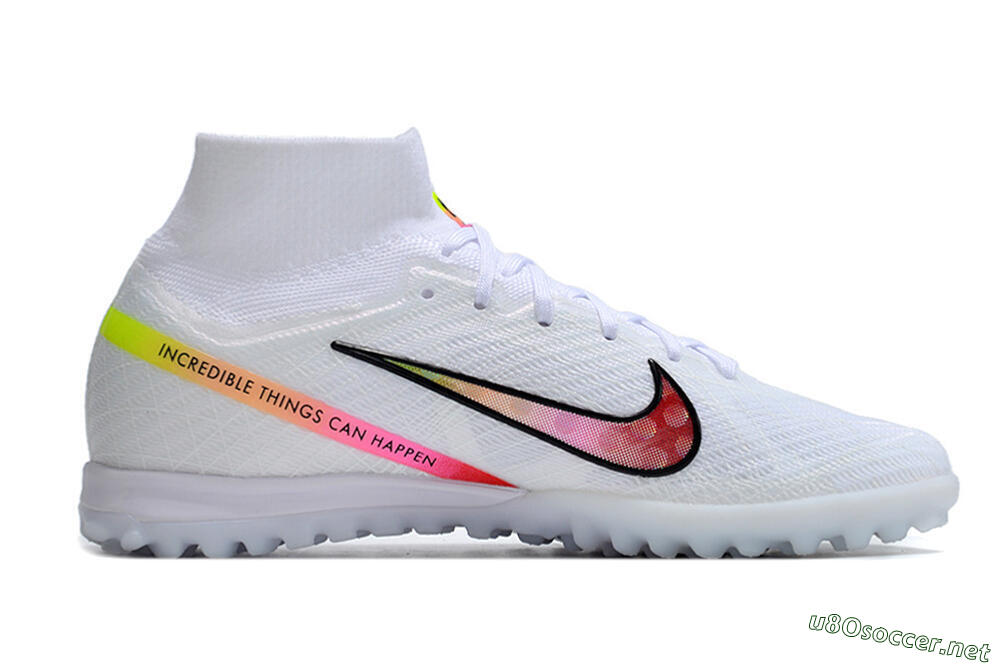 Men's Nike Air Zoom Mercurial Superfly 9 Elite TF Football Shoes - White/Black/Pink 5