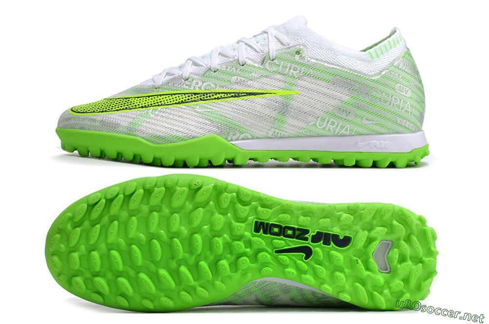 Unisex Nike Air Zoom Mercurial Vapor 15 Elite TF Football Shoes - Green/White/Silver 1