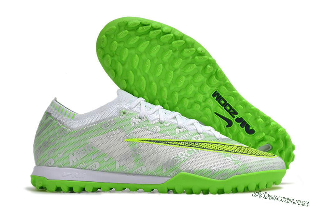 Unisex Nike Air Zoom Mercurial Vapor 15 Elite TF Football Shoes - Green/White/Silver 2