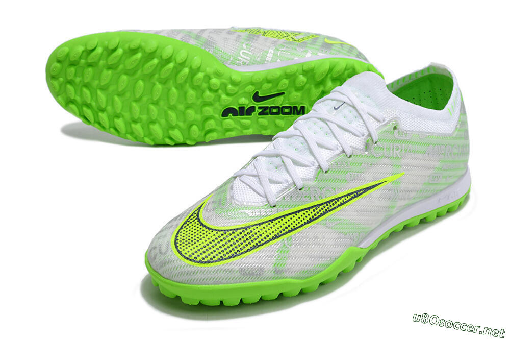 Unisex Nike Air Zoom Mercurial Vapor 15 Elite TF Football Shoes - Green/White/Silver 3