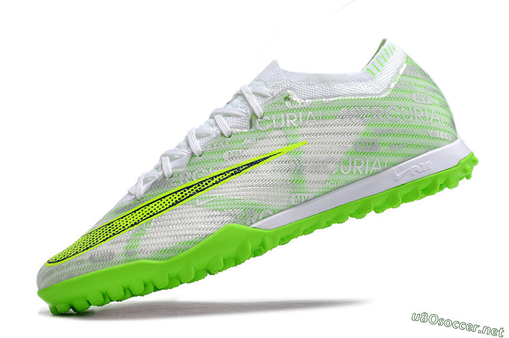 Unisex Nike Air Zoom Mercurial Vapor 15 Elite TF Football Shoes - Green/White/Silver 5