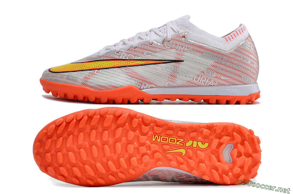 Unisex Nike Air Zoom Mercurial Vapor 15 Elite TF Football Shoes - Orange/White/Silver 1