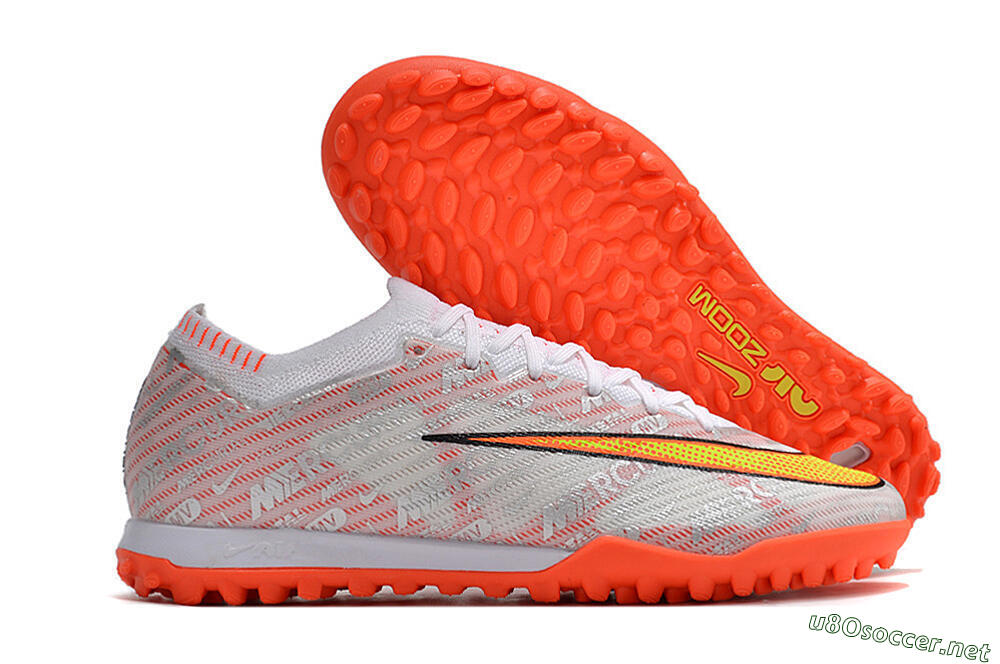Unisex Nike Air Zoom Mercurial Vapor 15 Elite TF Football Shoes - Orange/White/Silver 2