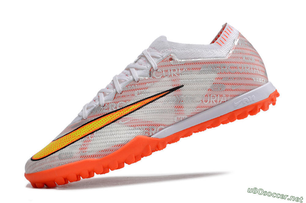 Unisex Nike Air Zoom Mercurial Vapor 15 Elite TF Football Shoes - Orange/White/Silver 5
