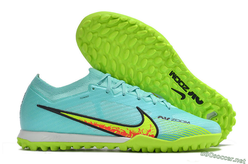 Men's Nike Air Zoom Mercurial Vapor 15 Elite TF Football Shoes - Blue/Green 2
