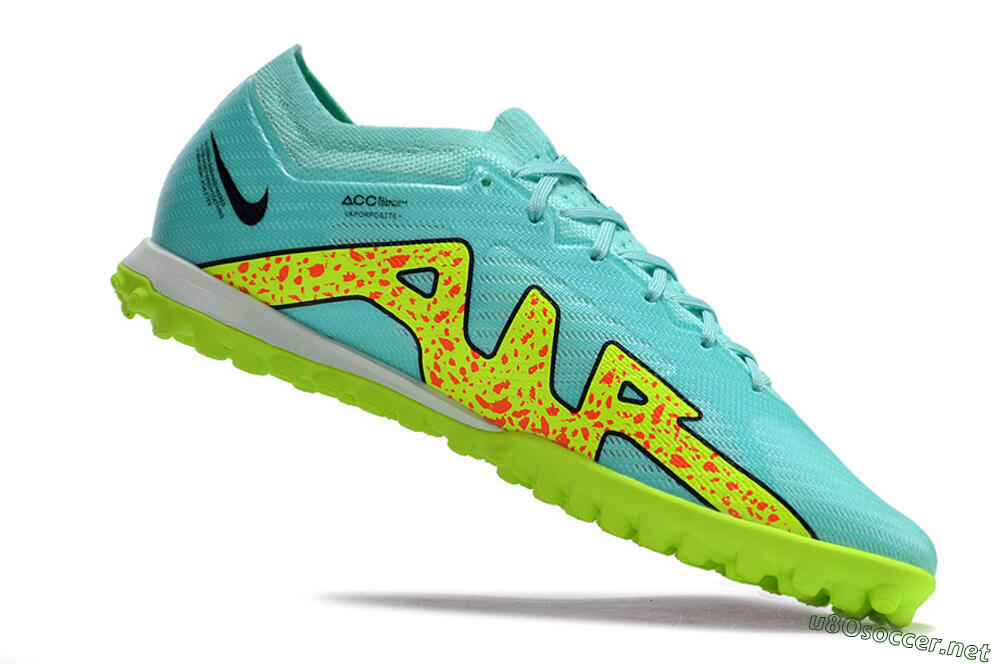 Men's Nike Air Zoom Mercurial Vapor 15 Elite TF Football Shoes - Blue/Green 4