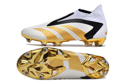 Men's Adidas Predator Accuracy+ FG Football Boots - White/Gold/Black