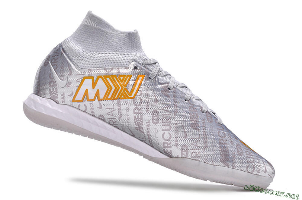 Men's Nike Air Zoom Mercurial Superfly 9 Elite IC Football Shoes - Silver/Gold/Yellow 4