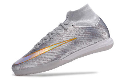 Men's Nike Air Zoom Mercurial Superfly 9 Elite IC Football Shoes - Silver/Gold/Yellow