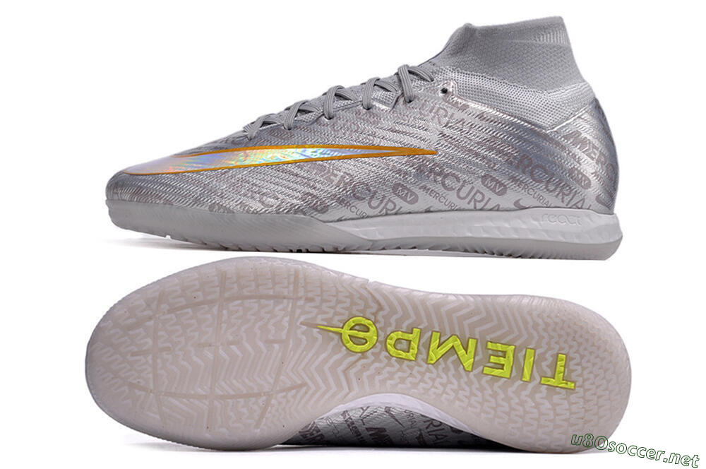Men's Nike Air Zoom Mercurial Superfly 9 Elite IC Football Shoes - Silver/Gold/Yellow 1