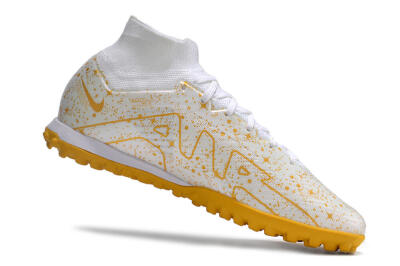Men's Nike Air Zoom Mercurial Superfly 9 Elite TF Football Shoes - White/Gold