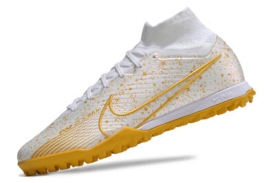 Men's Nike Air Zoom Mercurial Superfly 9 Elite TF Football Shoes - White/Gold