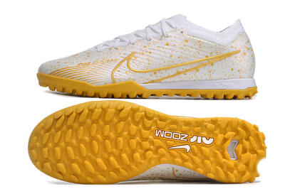 Men's Nike Air Zoom Mercurial Vapor 15 Elite TF Football Shoes - White/Gold