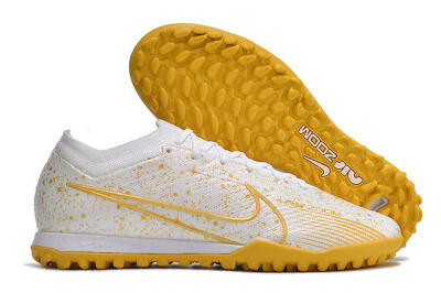 Men's Nike Air Zoom Mercurial Vapor 15 Elite TF Football Shoes - White/Gold