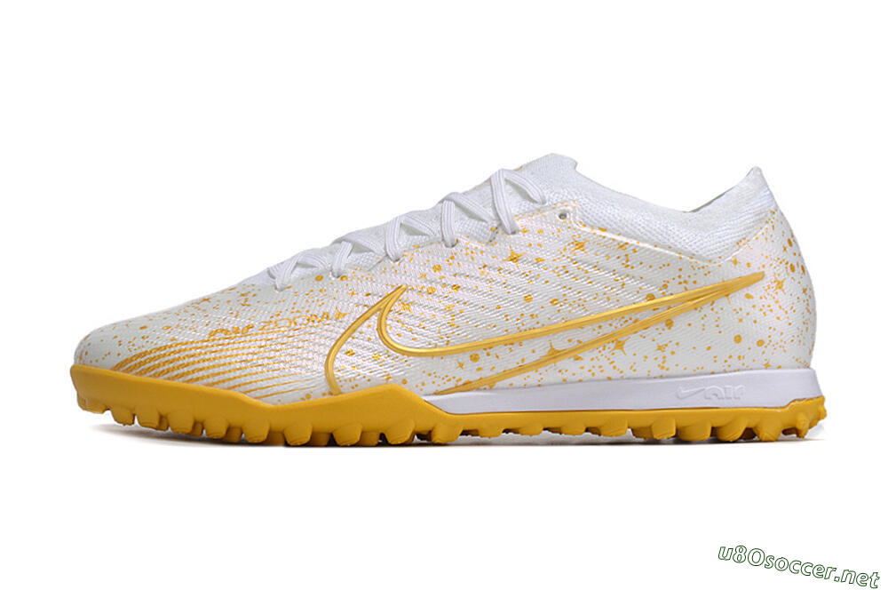 Men's Nike Air Zoom Mercurial Vapor 15 Elite TF Football Shoes - White/Gold 0